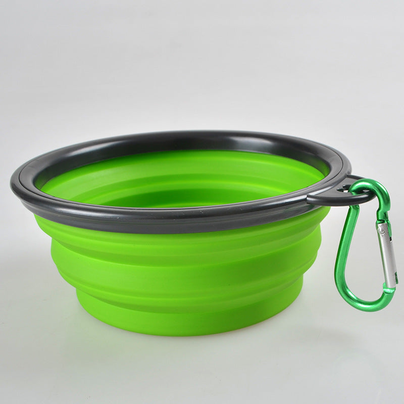 Spot collapsible pet silicone bowl Outdoor folding dog bowl water bowl Out of the kettle pet dog food bowl